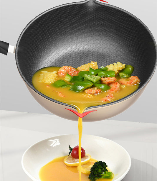 Wok de Panal con Fondo Plano - Compatible con Inducción y Gas