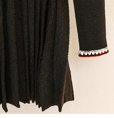 Vestido de Punto Negro Escote en V para Mujer - Image 11