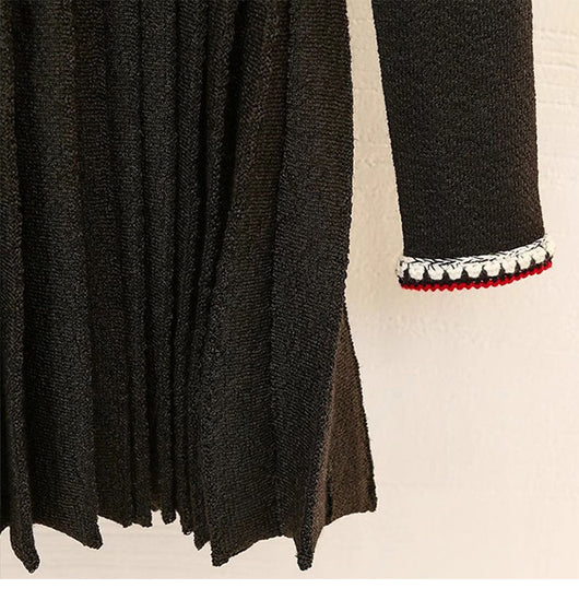 Vestido de Punto Negro Escote en V para Mujer - Image 11