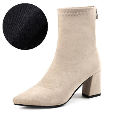 Botas Martin de Tacón Alto para Mujer - Caña Media Puntiaguda con Tacón Grueso - Image 3