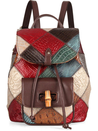 Mochila de Cuero para Viajes con Cordón Ajustable - Image 4