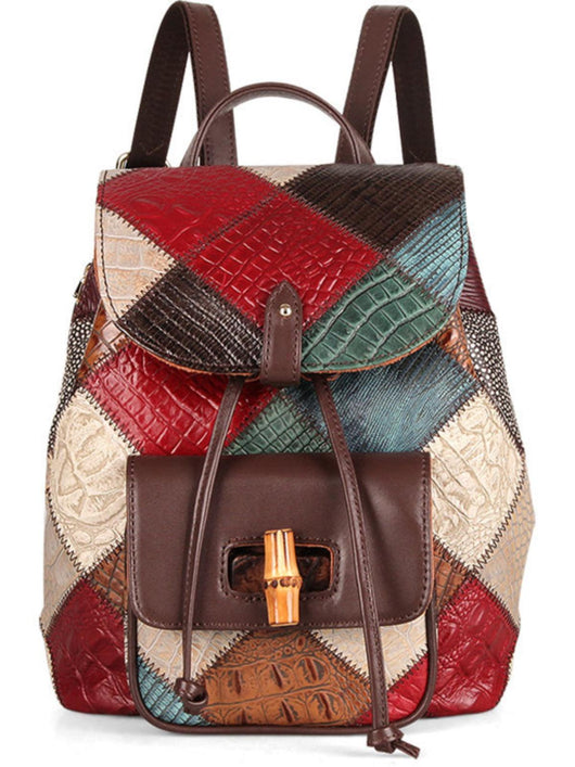 Mochila de Cuero para Viajes con Cordón Ajustable - Image 4