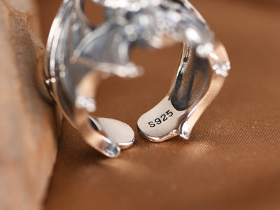 Anillo Abierto Calavera Murciélago en Plata S925 - Estilo Retro Personalizado - Image 9