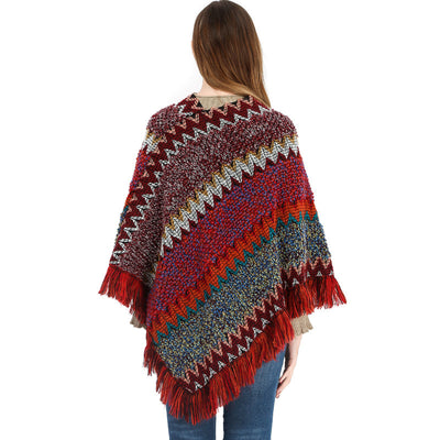 Poncho Étnico Multicolor Cálido para Otoño e Invierno - Image 3