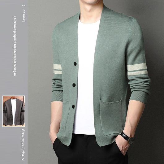 Suéter Abrigo Hombre Invierno Tejido Grueso Jacquard Manga Larga - Image 3