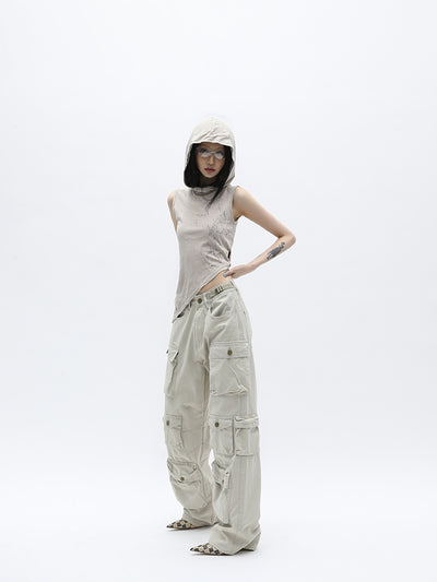 Pantalón Vintage de Pierna Ancha con Múltiples Bolsillos para Mujer - Image 10
