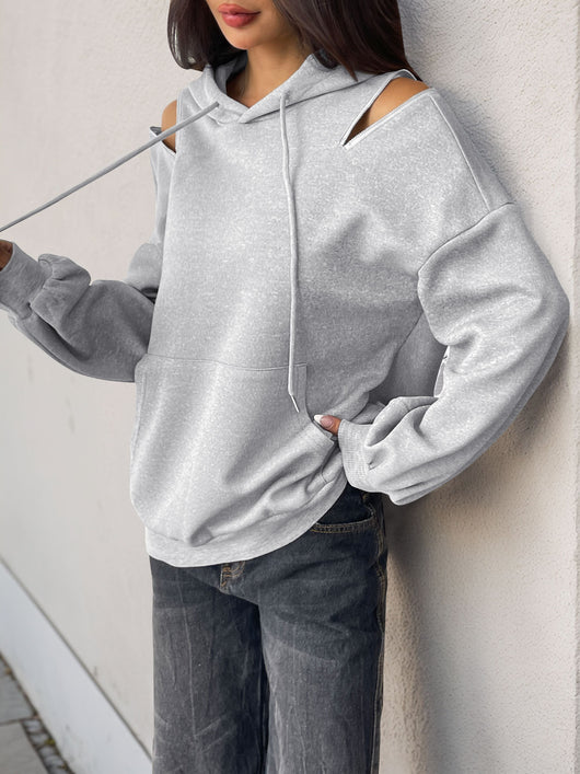 Sudadera Hoodie Gris Claro con Cordón Ajustable - Diseño Premium Europeo y Americano - Image 17