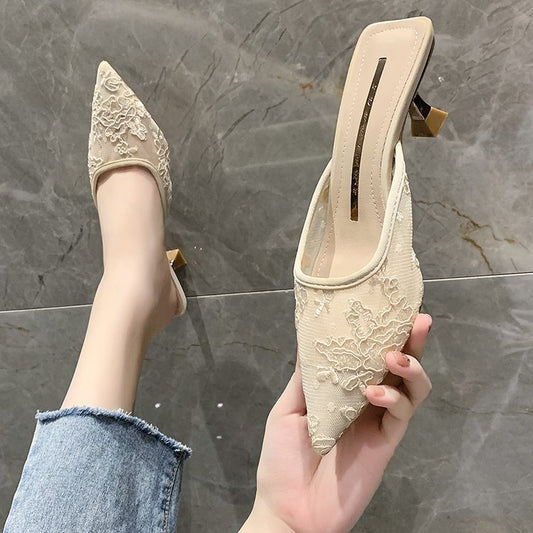 Sandalias y Pantuflas Tipo Baotou de Punta Cerrada para Mujer