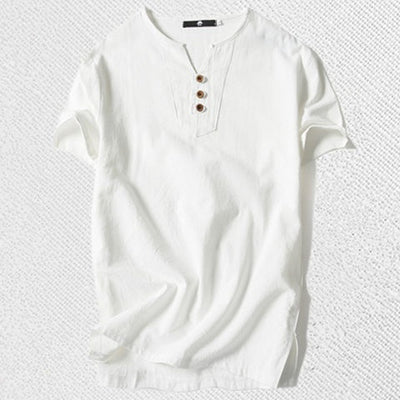 Camiseta Hombre Algodón y Lino Suelta - Image 2