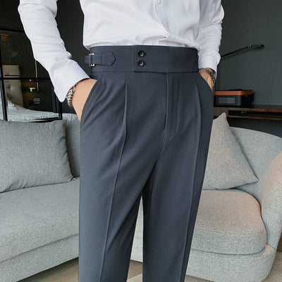 Pantalones Slim Fit Hombre Color Sólido Corte Recto - Image 18