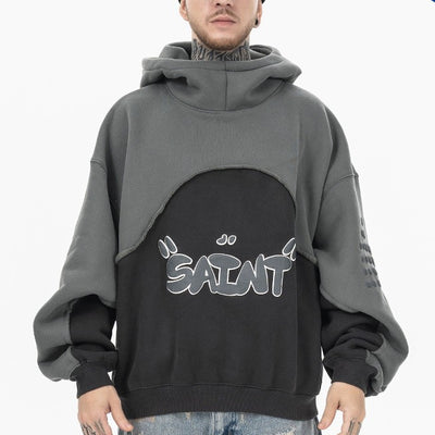 Sudadera con Capucha Acolchada de Terciopelo y Contraste de Colores