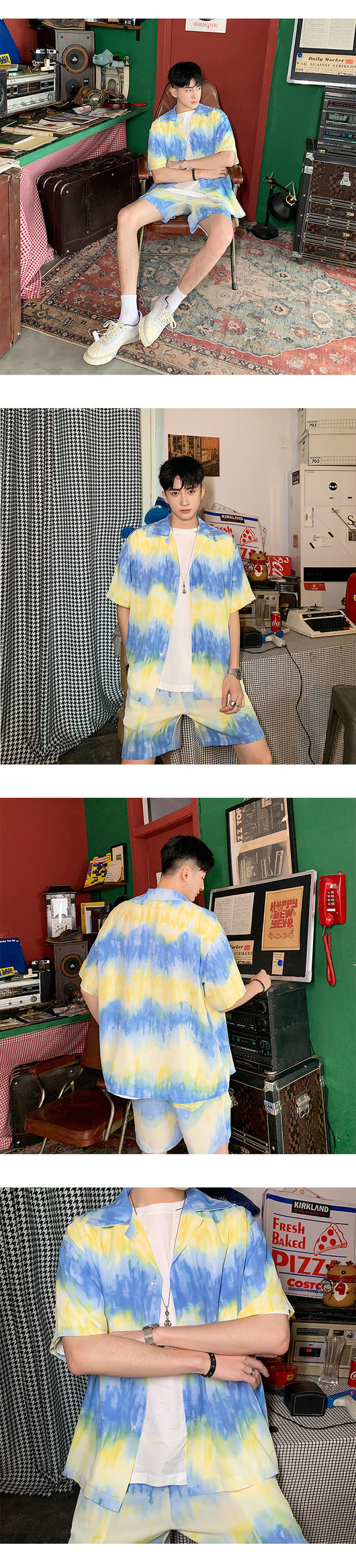 Camisa Tie Dye Contraste de Manga Corta - Image 10
