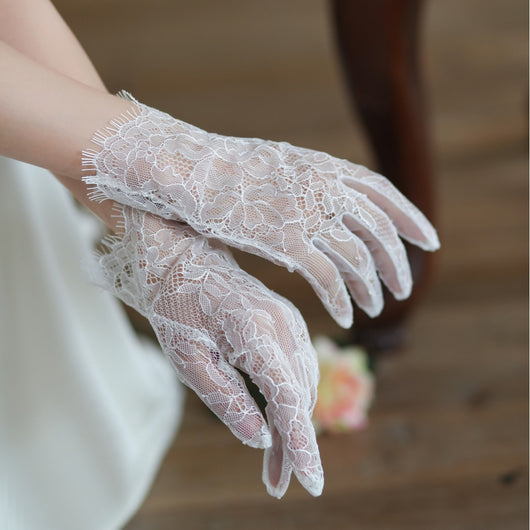 Guantes de Novia Encaje Blanco Tul Fairy para Sesión Fotográfica - Image 16