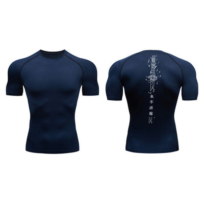 Playera de Compresión Estampado Espada Manga Corta Verano Hombre - Image 16