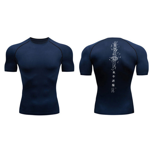 Playera de Compresión Estampado Espada Manga Corta Verano Hombre - Image 16