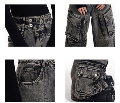 Pantalón Vaquero Retro Estilo Trabajo con Múltiples Bolsillos - Image 10