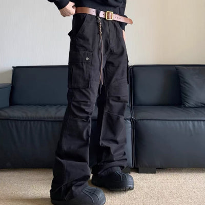 Pantalones Cargo Retro Múltiples Bolsillos Hombre Corte Recto Paracaidista