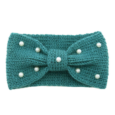 Diadema Tejida de Lana con Moño de Perlas para Mujer - Image 3
