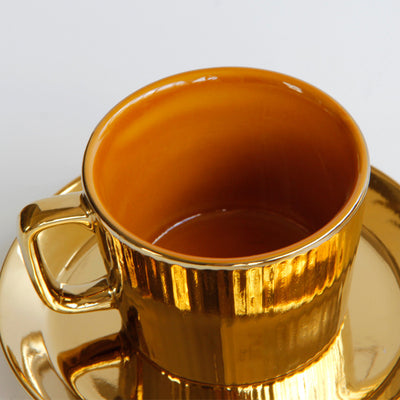 Juego de Taza de Café de Cerámica Esmaltada con Platillo - Image 6