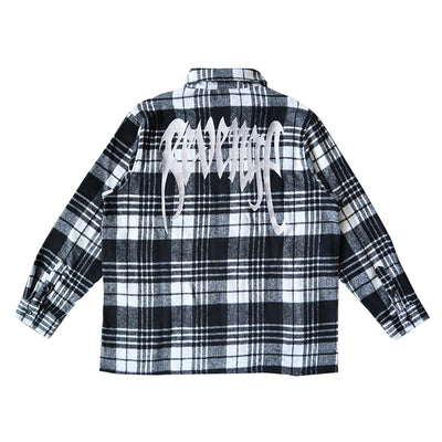 Chaqueta Camisa Cuadriculada con Bordados y Cierre - Image 4