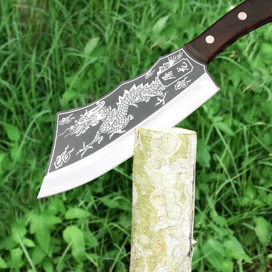 Machete Profesional Forjado con Patrón Dragón - Cortador Multifunción para Leña, Bambú y Hueso - Image 4