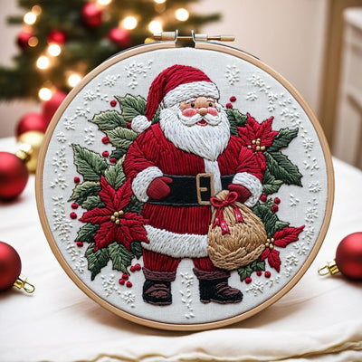 Kit de Bordado Navideño Papá Noel Completo
