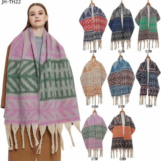 Pashmina de Otoño Invierno con Borlas - Tejido Grueso Europeo Estilo Moderno