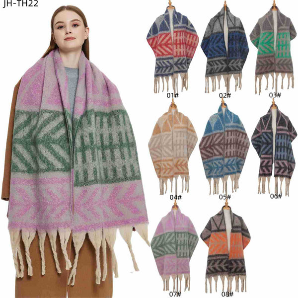 Pashmina de Otoño Invierno con Borlas - Tejido Grueso Europeo Estilo Moderno