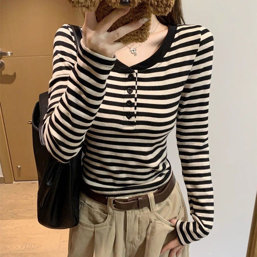 Blusa Rayada Versátil de Manga Larga para Mujer - Image 6