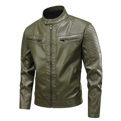 Chaqueta de Cuero para Hombre Slim Fit con Cuello de Pie - Abrigo Biker Premium - Image 11