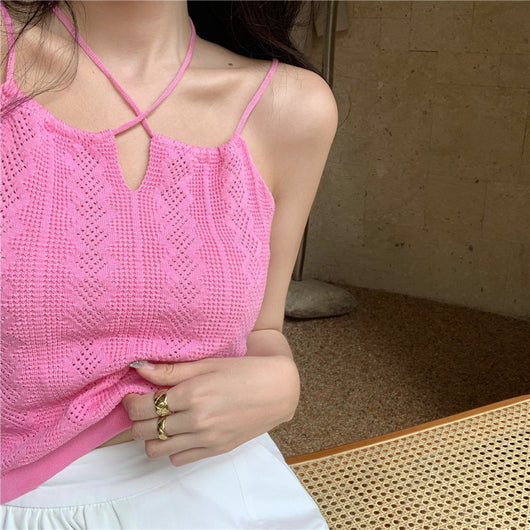 Top Tejido Halter Calado Elegante para Mujer - Image 9