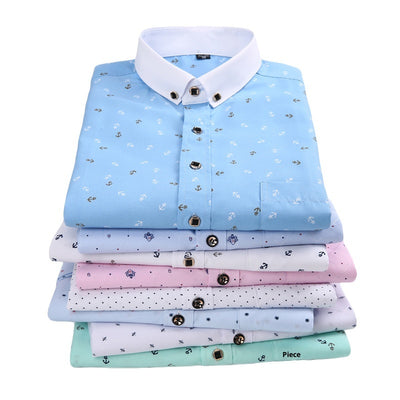 Camisa Estampada de Manga Larga Estilo Coreano para Hombre - Image 5