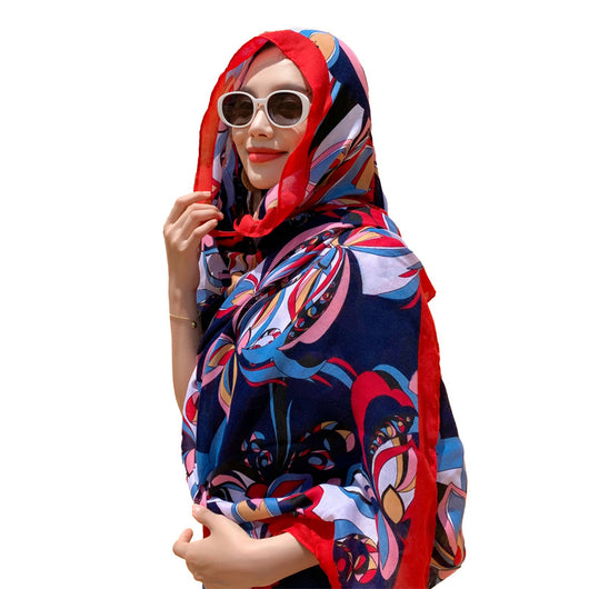 Pañuelo Protector Solar Estampado Flores Multicolor - Máscara Versátil - Image 5