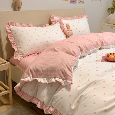 Juego de Cama Princesa de Tres Piezas con Motivo de Corazones para Niñas - Image 6