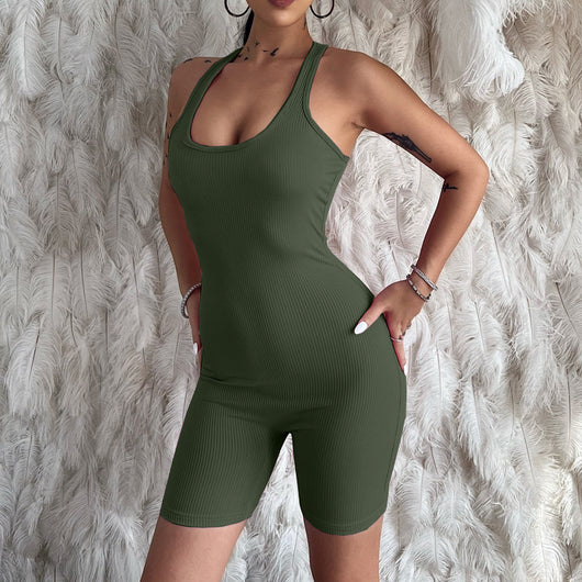 Jumpsuit Deportivo Ajustado de Cintura Alta en Punto Liso - Image 9