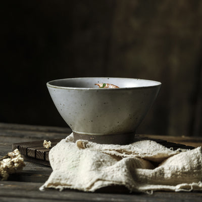 Tazón de Barro Artesanal Jingdezhen Retro con Patas Altas para Sopas - Image 5
