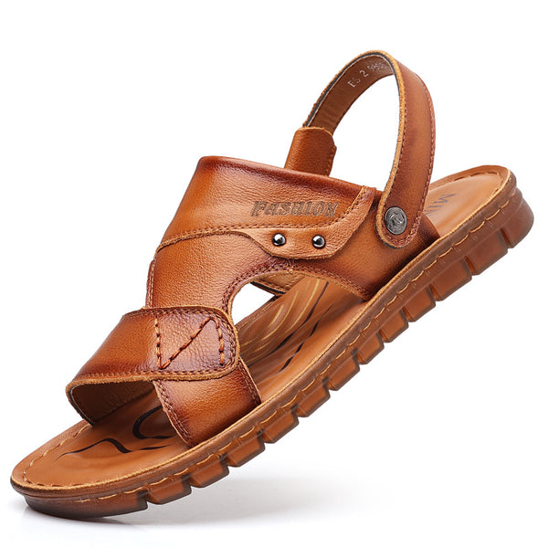 Sandalias Hombre Cuero Gamuza Premium - Calzado Playa Elegante