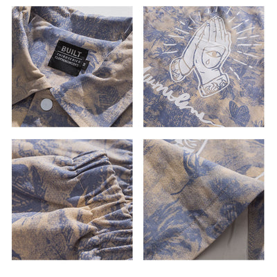 Chaqueta Retro Estampada Completa con Solapa - Corte Holgado Casual para Hombre - Image 7