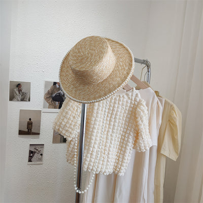 Sombrero de Paja Artesanal con Perlas para Mujer - Image 16