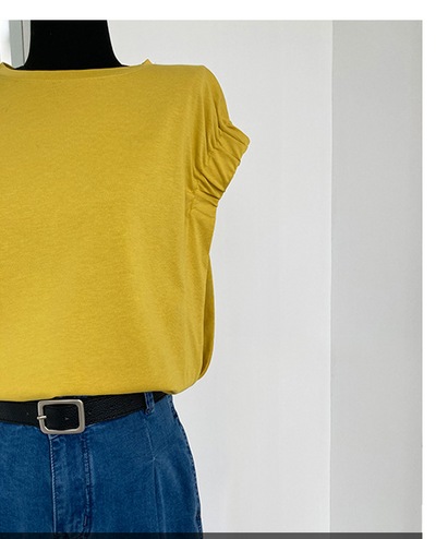 Camisetas Plisadas con Mangas Cortas para Mujer - Image 9