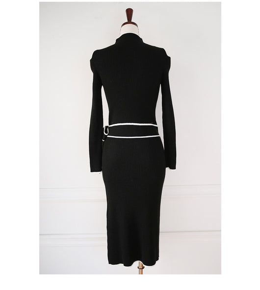 Vestido Suéter Tejido con Escote Cruzado y Cordones - Image 21