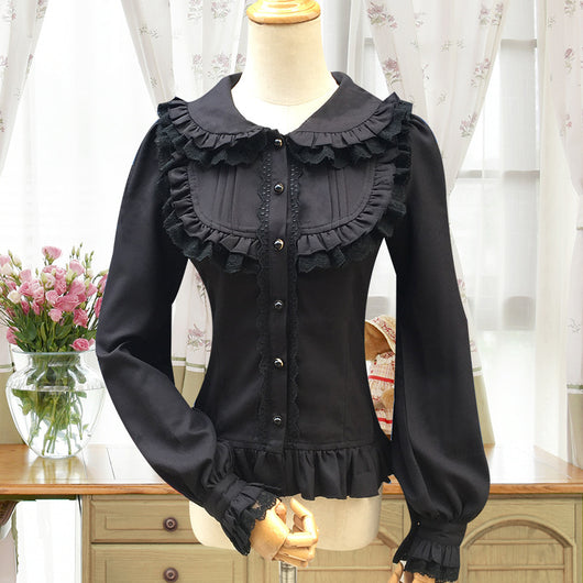 Blusa Chifón Slim-fit Manga Larga Estilo Lolita Dulce para Mujer - Image 7
