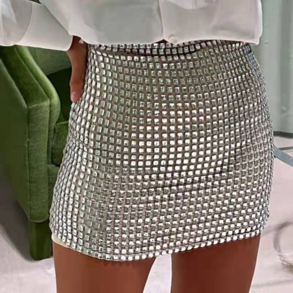 Falda Ajustada con Lentejuelas y Malla para Mujer - Diseño Moderno y Sensual