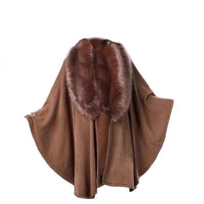 Poncho Capa de Punto con Cuello de Pelaje Sintético Oversized - Image 19