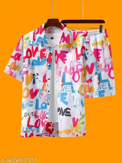 Conjunto de Pantalón y Playera Estampada 3D Suelta para Hombre - Image 8