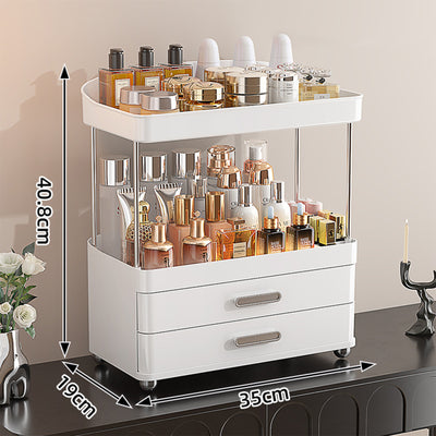 Organizador de Maquillaje 2 Cajones - Almacenamiento 4 Niveles para Baño y Tocador