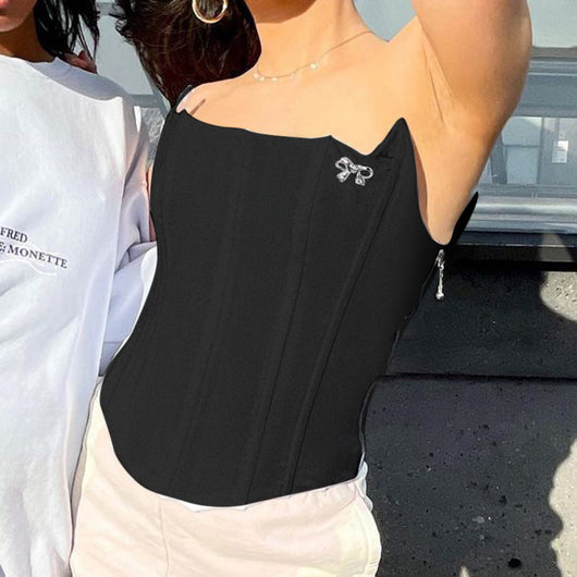 Blusa Sin Tirantes Ajustada Cuello Envuelto Negro - Elegancia Casual - Image 12