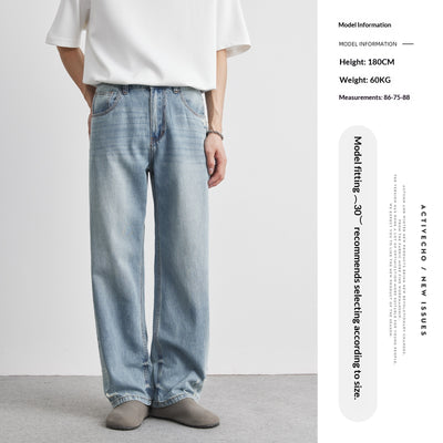 Jeans Rectos Rotos para Hombre en Lavado Claro - Image 5