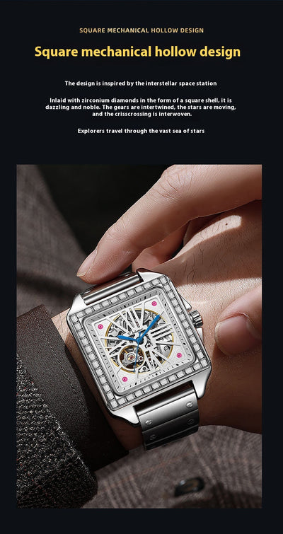 Reloj Automático de Diseño Cuadrado con Diamantes - Image 21