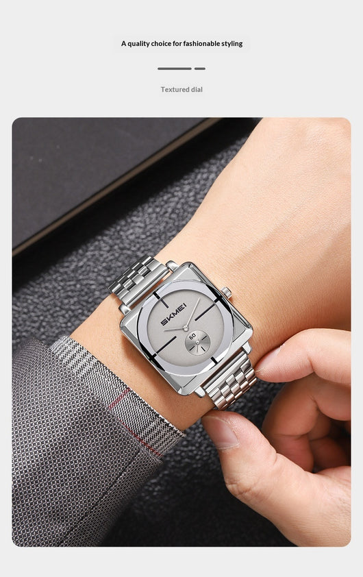 Reloj de Acero Cuadrado con Subdial de Segundos - Movimiento de Cuarzo - Image 14